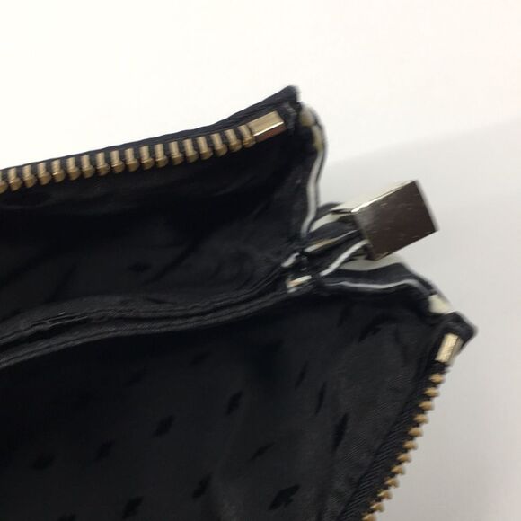 Kate Spade New York Black White Library Stripe Triple Gusset Clutch Makeup Pouch - Picture 11 of 16